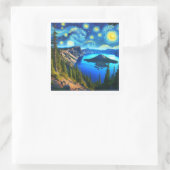 Starry Night Crater Lake National Park Vierkante Sticker (Tas)