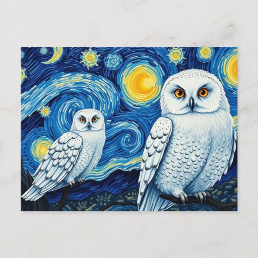 Starry Night Cute Vincent Van Gogh Owl Briefkaart (Voorkant)