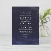 Starry Night Elegant Modern Chic QR Code Wedding Kaart (Staand voorkant)