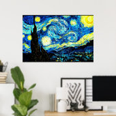 Starry Night, famous painting by Van Gogh Poster (Thuiskantoor)