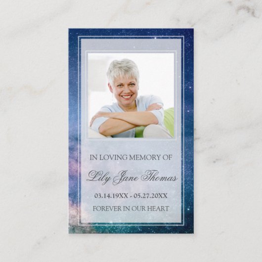 Starry Night Funeral Prayer Card | Loving Memory Visitekaartje (Voorkant)