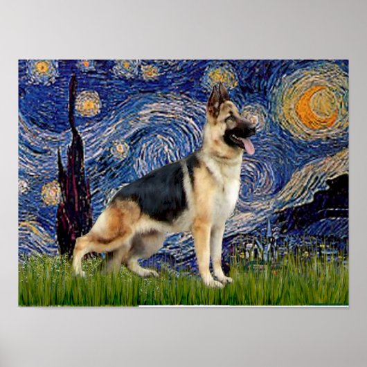 Starry Night - German Shepherd 13 Poster (Voorkant)