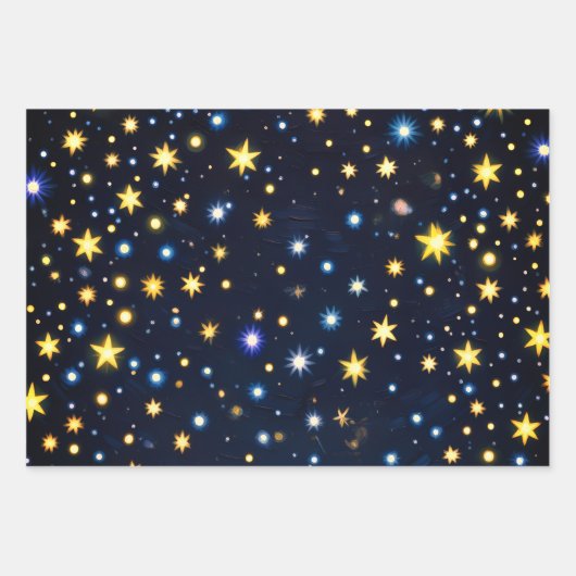 Starry Night Glow Matte Wrapping Paper Set of 3 (Voorkant 3)