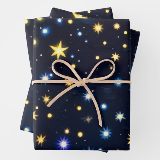 Starry Night Glow Matte Wrapping Paper Set of 3 (In situ)