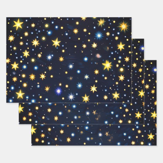 Starry Night Glow Matte Wrapping Paper Set of 3 (Set)