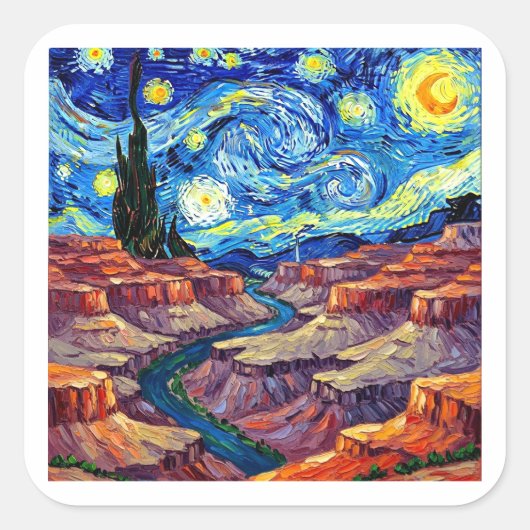 Starry Night Grand Canyon Arizona Vierkante Sticker (Voorkant)