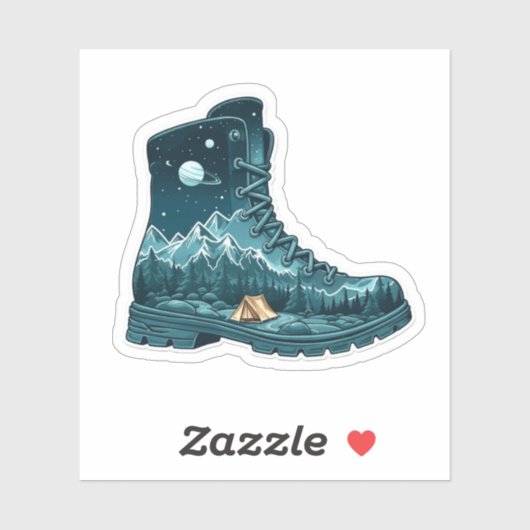 Starry Night Hiking Boot Sticker | Die-Cut Sticker (Vel)