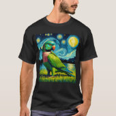 Starry Night Indian Ringneck Parrot Van Gogh Bird T-shirt (Voorkant)