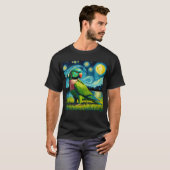 Starry Night Indian Ringneck Parrot Van Gogh Bird T-shirt (Voorkant volledig)