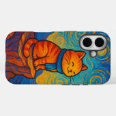 Starry Night Inspired Cat Illustration Phone Case (Achterkant (horizontaal))