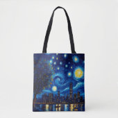 Starry Night Inspired Cityscape Tote Bag (Voorkant)