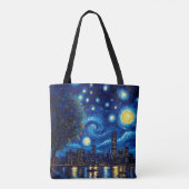 Starry Night Inspired Cityscape Tote Bag (Achterkant)