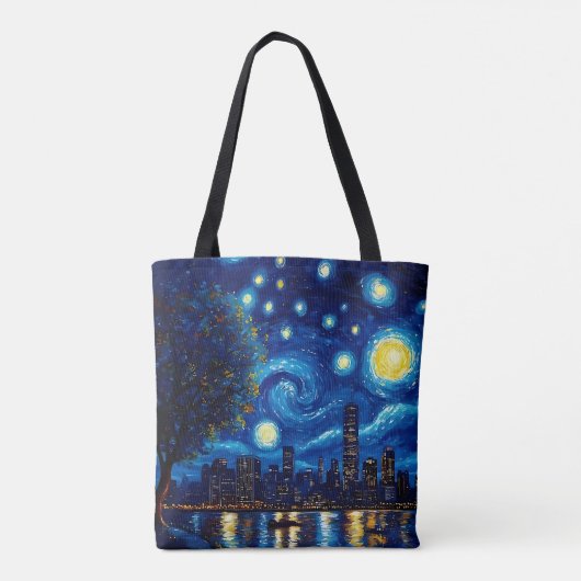 Starry Night Inspired Cityscape Tote Bag (Achterkant)