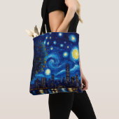 Starry Night Inspired Cityscape Tote Bag (Dichtbij)