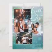 Starry Night Light and Joy 3 Photo Green Feestdagenkaart (Voorkant)