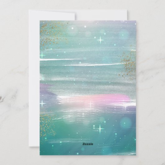 Starry Night Light and Joy 3 Photo Green Feestdagenkaart (Achterkant)