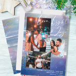 Starry Night Light & Joy 3 Photo Collage Feestdagenkaart<br><div class="desc">Create your own 3 foto collachday card, met Love Light & Joy hand lettering, we hebben starry night background. Het ontwerp heeft een watercolor brush strokes, in shades of blue indigo purple violet and grey, with stars, starlight glow and gold dust. Love, light & joy is lettered in modern script...</div>