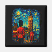 Starry Night London Red Telephone Box Queen's Guar Magneet (Voorkant)