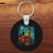 Starry Night London Red Telephone Box Queen's Guar Sleutelhanger (Voorkant)
