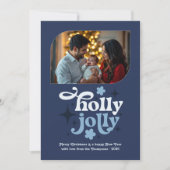 Starry Night Modern Blue Christmas Photo Feestdagenkaart (Voorkant)