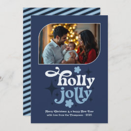 Starry Night Modern Blue Christmas Photo Feestdagenkaart
