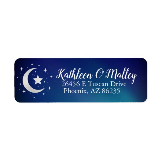 Starry Night Moon and Stars Elegant Custom Label (Voorkant)