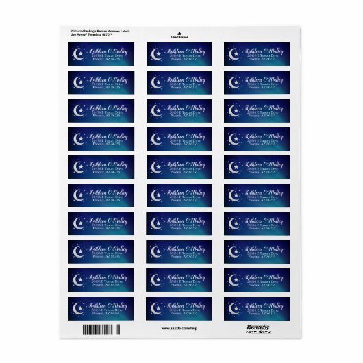 Starry Night Moon Stars Elegant Custom Label (Full Sheet)