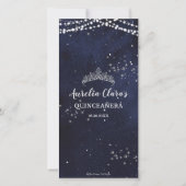 Starry Night Navy Blue Quinceañera Photo Booth Save The Date (Achterkant)