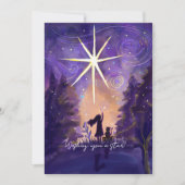 Starry Night New Year Wishes – Wishing Upon a Star Feestdagenkaart (Voorkant)