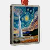 Starry Night Old Faithful Yellowstone Park Metalen Ornament (Rechts)