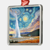 Starry Night Old Faithful Yellowstone Park Metalen Ornament (Links)