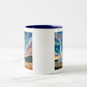 Starry Night Old Faithful Yellowstone Park Tweekleurige Koffiemok (Center)