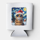 Starry Night Orange Tabby Cat Christmas Blikjeskoeler (Voorkant)