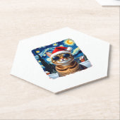 Starry Night Orange Tabby Cat Christmas Kartonnen Onderzetters (Schuin)