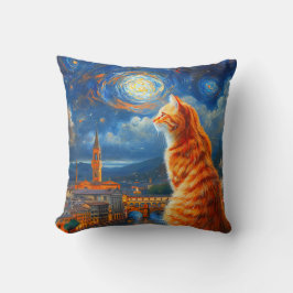 Starry Night Over Florence | Ginger Cat Art Kussen