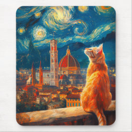 Starry Night Over Florence | Ginger Cat Art Muismat