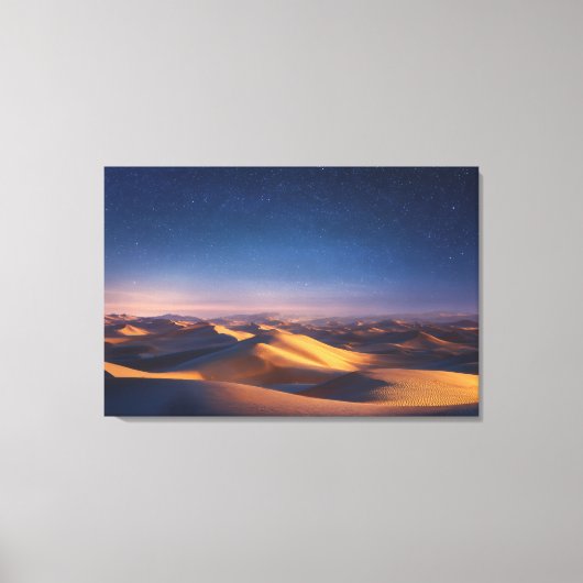 Starry Night Over Golden Desert Dunes Landscape Canvas Afdruk (Voorkant)