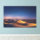 Starry Night Over Golden Desert Dunes Landscape Canvas Afdruk (Insitu (Houten vloer))