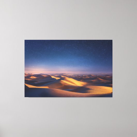 Starry Night Over Golden Desert Dunes Landscape Canvas Afdruk (Voorkant)