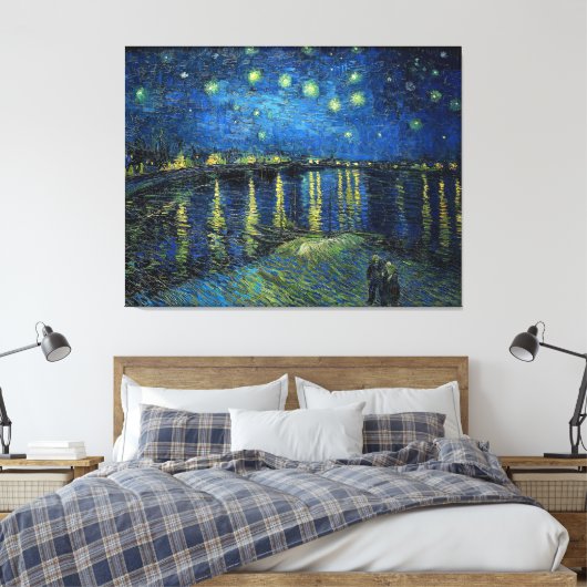 Starry Night over the Rhone by Van Gogh Canvas Afdruk (Insitu (Slaapkamer))