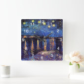 Starry Night over the Rhone, Vincent Van Gogh Vierkante Klok (Huis)