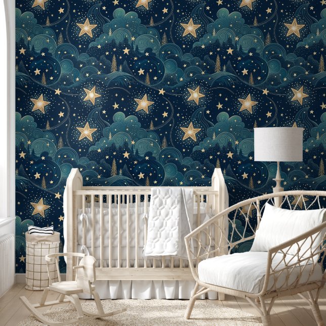 Starry Night Pattern Behang (Kinderen)