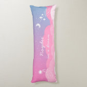 Starry night Pink blue Name and Text Lichaamskussen (Achterkant (Verticaal))