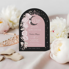 Starry Night Quinceanera Floral Celestial Moon Kaart