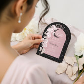 Starry Night Quinceanera Floral Celestial Moon Kaart