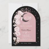 Starry Night Quinceanera Floral Celestial Moon Kaart (Voorkant)