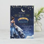 Starry Night Quinceanera party Invitation Kaart (Staand voorkant)