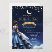 Starry Night Quinceanera party Invitation Kaart (Voorkant / Achterkant)