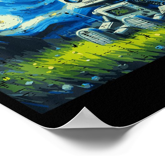 Starry Night Robot Funny Painting Art Meme Kids Me Poster (Hoek)