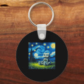Starry Night Robot Funny Painting Art Meme Kids Me Sleutelhanger (Voorkant)